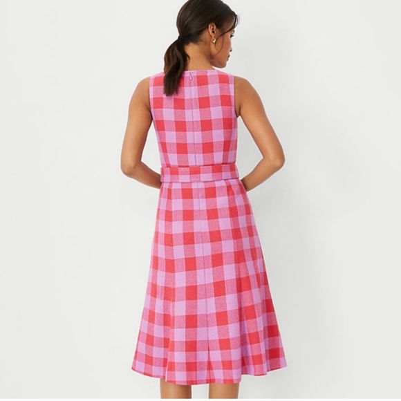 Plaid Belted Midi Dress - Picture 2 of 8